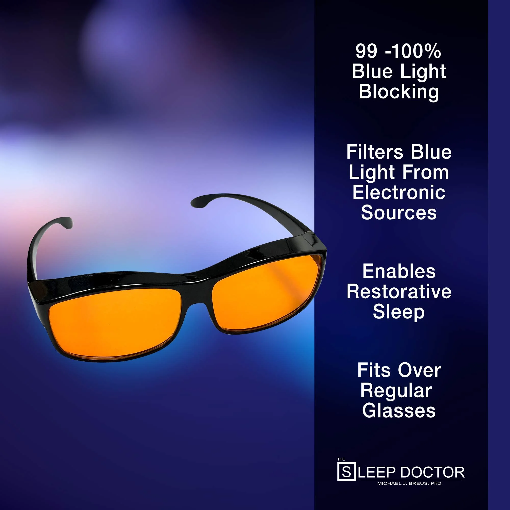 Sleep doctor FIT OVER Blue Blocker Single Glasses Black Classic Style Luminere